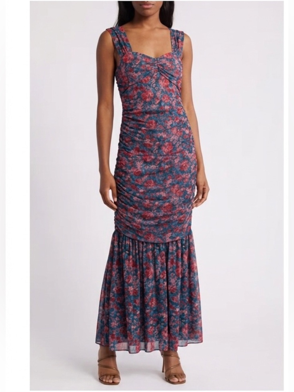 Chelsea 28 Floral Ruched Maxi Dress Size S